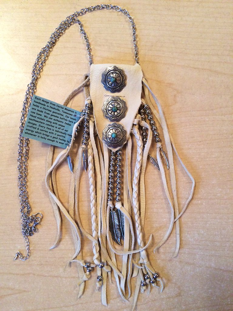 3 Eagles Medicine Pouch Deerskin with Turquoise Center Conchos