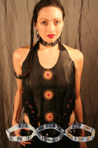 3 Strand Beaded Unique Conchos Chokers with Bone or Horn Beads