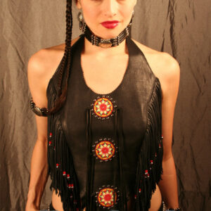 3 Strand Beaded Unique Conchos Chokers with Bone or Horn Beads