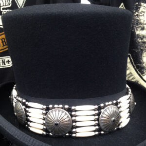 Beaded Concho Hat Band 6 Strand Handmade with Pipe Bone Beads