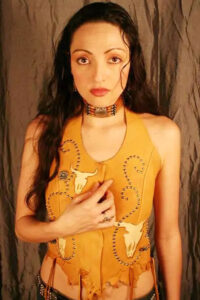 Cactus Skully Women's Deerskin Leather Halter Top Studs & Cow Skull