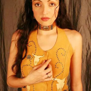 Cactus Skully Women's Deerskin Leather Halter Top Studs & Cow Skull