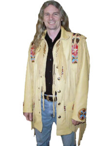 Hawk Dream Men's Beaded & Fringed Leather Jacket Custom Tailored - Front