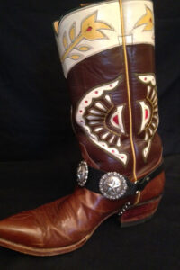 Marshall Dillan Leather Bootstraps with Multiple Conchos & Chains