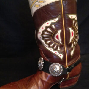 Marshall Dillan Leather Bootstraps with Multiple Conchos & Chains