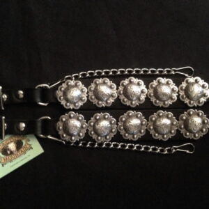Roy Rogers Leather Bootstraps with Multiple Conchos & Clip Chains