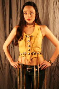Sandstorm Women's Deerskin Leather Halter Top with Sm & Lg Conchos