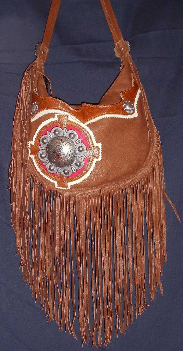 Santa Fe Sling Fringed Bag Western Concho Style Shoulder Bag
