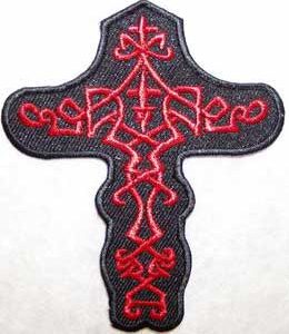 Cross Christian Patch Embroidered biker patch heat seal backing
