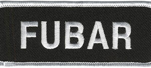 Fubar Patch Embroidered funny tab patch with heat seal backing