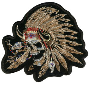 Indian Skull Patch Patch Embroidered biker patch heat seal backing