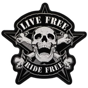 Live Free Ride Free Camo Skull Embroidered biker patch heat seal back